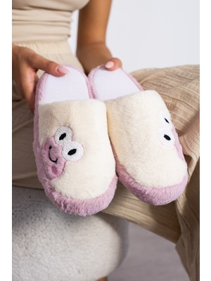 STOCON Yeni Sezon Kadın Kurbağ Figürlü Sessiz Taban Peluş Ev Terliği