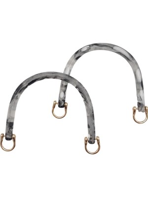 Angel Çanta Aksesuar 16 cm Akrilik Siyah Beyaz Leopar Çanta Tutma Sapı Light Gold Metalli