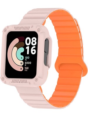 ZORE Xiaomi Redmi Watch 1 Silikon Kordon KRD-105 Strap Kayış-Pembe-Turuncu