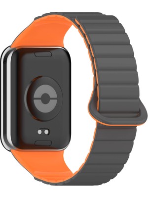 ZORE Xiaomi Redmi Watch 4 Silikon Kordon KRD-105 Strap Kayış-Gri-Turuncu