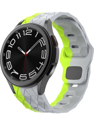 ZORE Galaxy Watch 5 Pro 45MM KRD-116 20MM Futbol Desenli Spor Tasarımlı Silikon Kordon-Gri-Yeşil