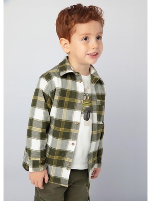 Mayoral 04-09 Yaş Erkek Çocuk Yosun Renk Ekose Gömlek