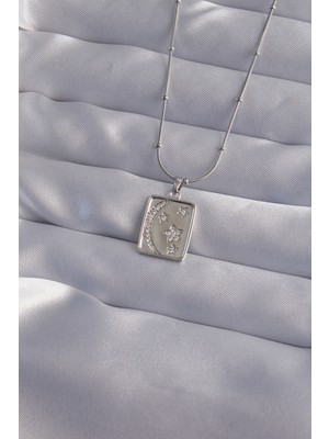 Cotton Soft 316L Çelik Zincir Gümüş Renk Zirkon Taşlı Ay Yıldız Figürlü Tarot Kolye