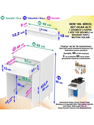 Modilayn Set Altı Dolap İki Kapaklı Mutfak Dolabı Tüp Dolabı Ocak Altı Dolap