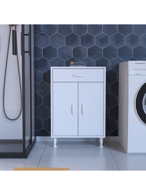 Modilayn 55 x 88 x 32.5 cm 2 Kapaklı Tek Çekmeceli Mutfak Dolabı Çok Amaçlı Banyo Dolabı