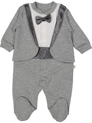 Bebegen Erkek Bebek Gri Papyonlu Smokin Ceketli Tulum
