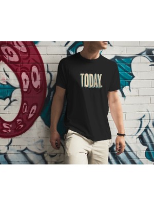 Parspera Shop Siyah Oversize T-Shirt Unisex Baskılı Today