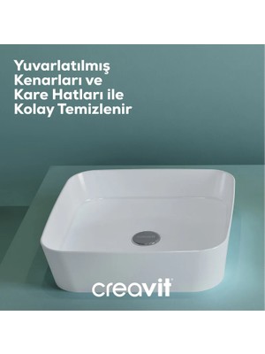 Creavit LP040 Loop 40x40 cm Tezgah üstü Çanak Lavabo