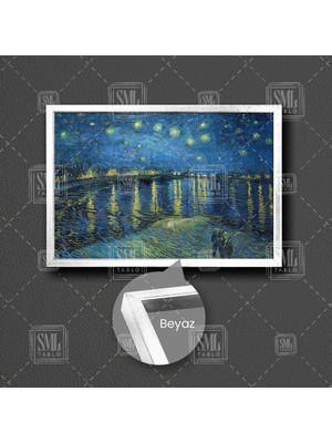 Sml Tablo Van Gogh Yıldızlı Gece Yıldızların Yansıması Doğa Manzara Çerçeveli Yatay Kanvas Tablo