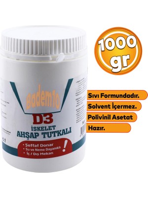 D3 Iskelet Ahşap Tutkalı (1 KG) Şeffaf Mobilya Mdf Sunta Tahta Güçlü Hobi Tamir Kuvvetli Yapıştırıcıcı