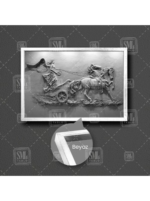 Sml Tablo At Arabası Süren Kanatlı Melek Hermes Tanrı Duvar Heykel Çerçeveli Yatay Kanvas Tablo