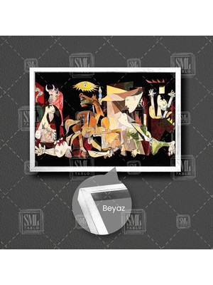 Sml Tablo Guernica Tablosu Pablo Picasso Ünlü Ressam Çerçeveli Yatay Kanvas Tablo