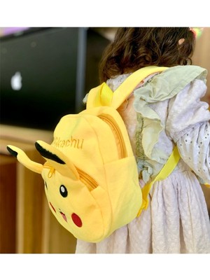 Meyra Accessories Unisex Pikachu Karakter Figürlü Pikhaçu Çocuk Sırt Çantası Ana Okul Çantaları Iki Cepli Hediyelik S