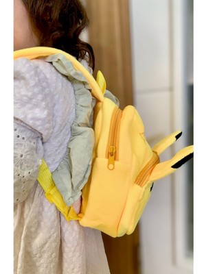 Meyra Accessories Unisex Pikachu Karakter Figürlü Pikhaçu Çocuk Sırt Çantası Ana Okul Çantaları Iki Cepli Hediyelik S