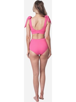 Pembe Toparlayıcı Yüksek Bel Bikini Altı Astarlı Uv Korumalı