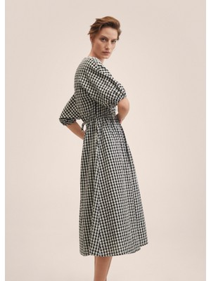 Mango Gingham Kareli Pamuklu Elbise