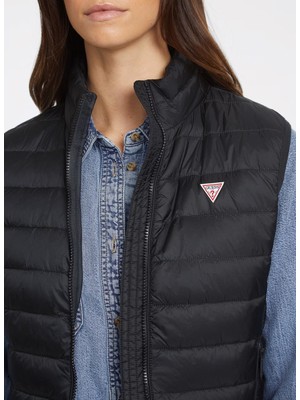 Guess Siyah Kadın Yelek Gj Puffer Vest - Recy Irıdescent Ny