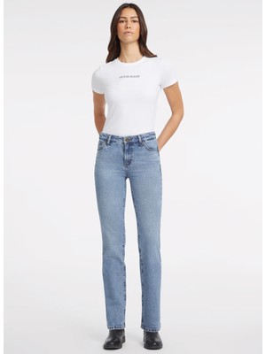Guess Normal Bel Bol Paça Regular Fit Mavi Kadın Denim Pantolon Gj G08 Mıd Rıse Stra - Eco Recy Co