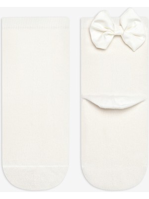 Kız Çocuk White Bow Soket Çorap