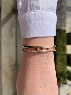 Asteria Jewelry Mess Model Rose Gold Çelik Kelepçe Bileklik