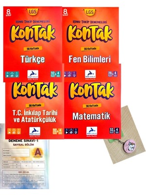Paraf Yayınları 8. Sınıf Kontak Fen Bilimleri Denemeleri - Türkçe Denemeleri - Matematik Denemeleri  - T.C. İnkılap Tarihi ve Atatürkçülük Denemeleri 4'lü Set + Deneme - Açacaklı Anahtarlık