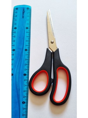 Modellino Okul Ofis Büro Ev Terzi Makası 30CM Siyah - Kırmızı Saplı