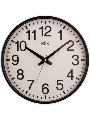 Klik Klasik Simplex - Siyah Çerçeveli Basic Duvar Saati Siyah Yuvarlak 38 x 38 Plastik
