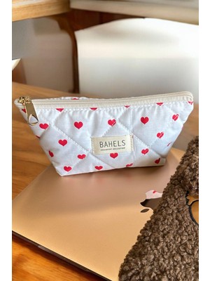 Bahels Viral Kalp Fermuarlı Tek Gözlü  Kalemlik Kalem Kutusu Cüzdan Makyaj Çantası
