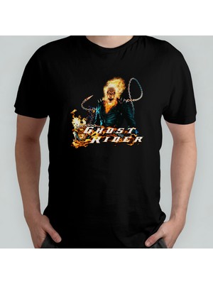 Pixxa Ghost Rider  Pamuklu Bisiklet Yaka T-Shirt Model - 1