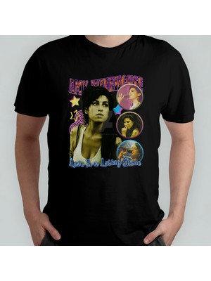 Pixxa Amy Winehouse  Pamuklu Bisiklet Yaka T-Shirt Model - 1