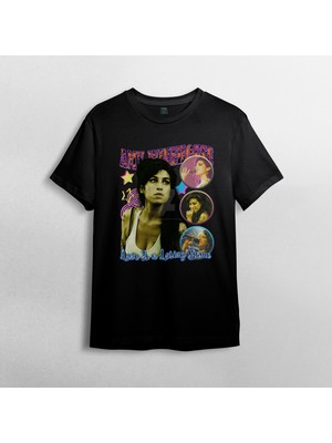 Pixxa Amy Winehouse  Pamuklu Bisiklet Yaka T-Shirt Model - 1