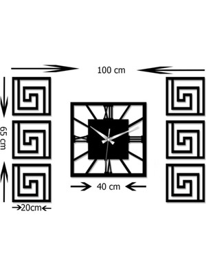 Odun Marketi 100 x 65 Dekoratif Yan Tablolu Duvar Saati Seti Ev Dekorasyonu Altın