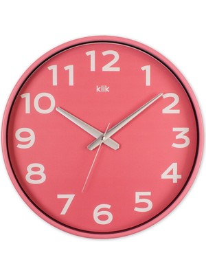 Klik 38 x 38 Modern Tasarım Duvar Saati Plastik Pembe Yuvarlak Modern