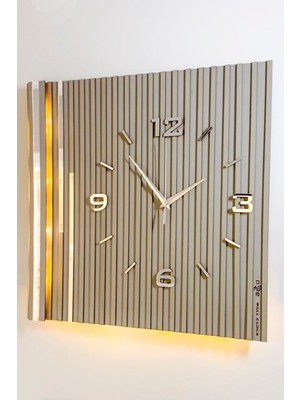 Asse Tasarım Gri Long Lines Işıklı (Pilli Led) Sessiz Mekanizma 48X48CM Asse Tasarım Modern Duvar Saati Ant-Ant-