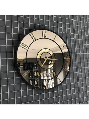 Mimaraft Altın Özel Seri Aynalı Duvar Saati - 50 cm 50 x 50