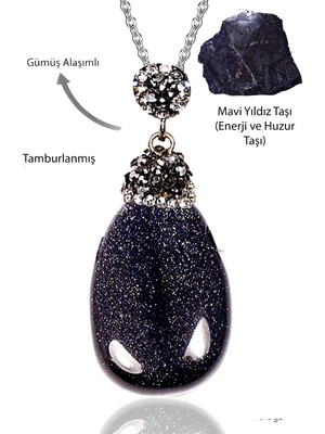 Tesbih Atölyesi Sertifikalı Zirkon Tamburlanmış Mavi Yıldız Taşı Kolye