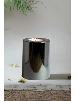 Prime Home 3 3 Lü Füme Krom Parlak Yüzey Mumluk Dekoratif  Tealight Set Mum Abs Plastik Plastik Gri