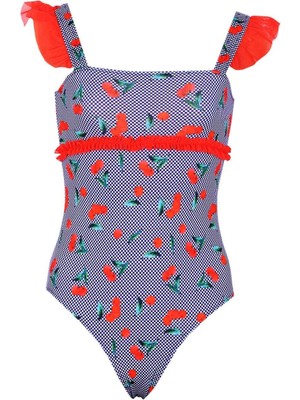 Kom Kirazlı Kız Mayo - Lacivert