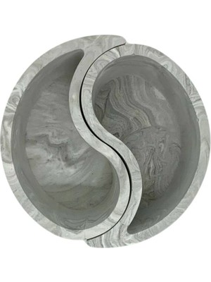 Momo Polyester Dekoratif Yin Yang Mumluk Saksılık Gri 2 10 x 15