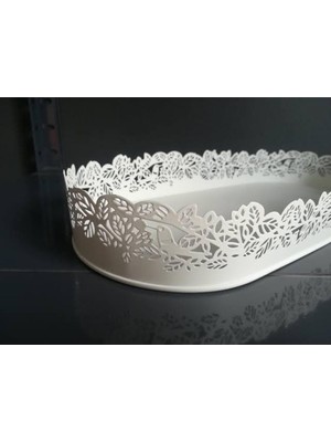 IKEA Metal Samverka Metal Dekoratif Mum Tabağı Beyaz 35 x 15 cm Beyaz 1 Parça