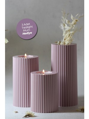 Prime Home 3 3 Lü Lila Mumluk Dekoratif  Tealight Set Mum Abs Plastik Plastik Mor