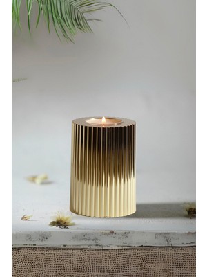 Prime Home 3 3 Lü Gold Krom Tırtıklı Yüzey Mumluk Dekoratif  Tealight Set Mum Abs Plastik Altın Altın Plastik