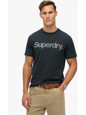 Superdry Bisiklet Yaka Baskılı Lacivert Erkek T-Shirt M1011928A98T_CORE Logo Cıty Loose T