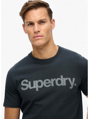 Superdry Bisiklet Yaka Baskılı Lacivert Erkek T-Shirt M1011928A98T_CORE Logo Cıty Loose T