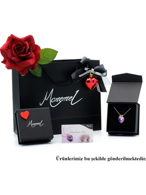 Monemel Kristal Taşlı Kolye ve Küpe Set (Gümüş)