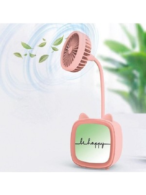 House Plastik Pratik Şarjlı HP10 Figürlü Işıklı Masa Fanı Mavi 34 x 48 E14 Mavi Kablosuz -Şarj Edilebilir