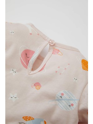 DeFacto Kız Bebek Pijama Takım Desenli Penye Uzun Kollu Üst Beli Lastikli Uzun Alt C9637A524AU