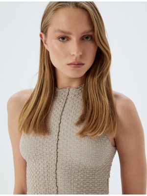 Koton Crop Atlet Halter Yaka Bürümcük Kumaş