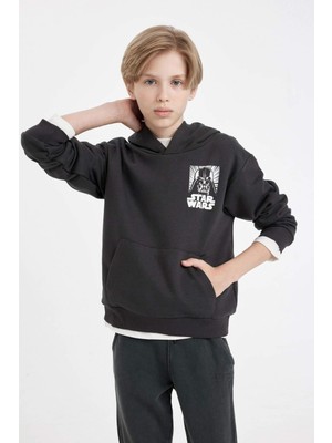 DeFacto Erkek Çocuk Star Wars Bisiklet Yaka Sırt Baskılı Sweatshirt C9737A824AU