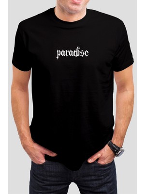 T-35 Paradise Baskılı Siyah  Tişört C998
